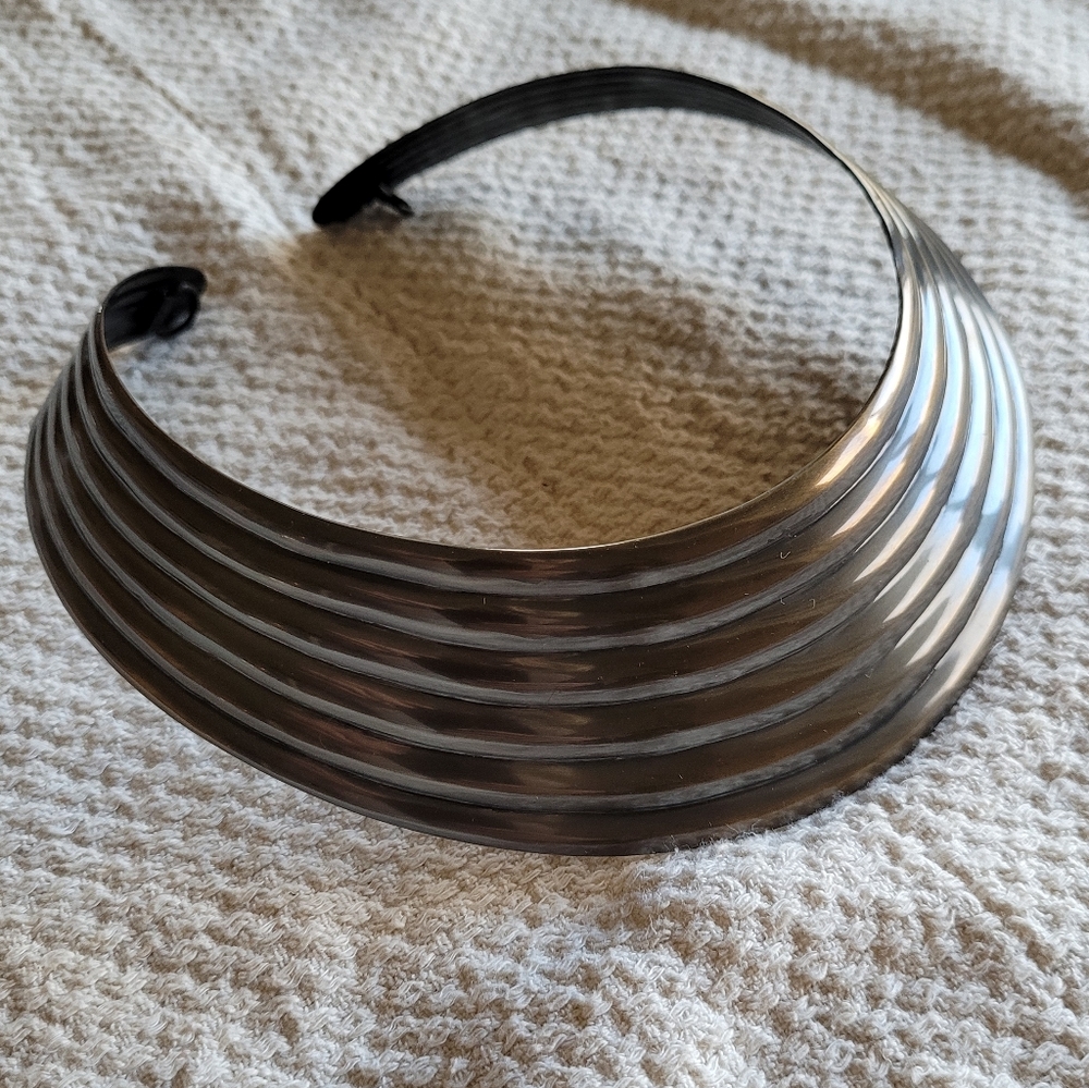 Aged  brass choker banded collar necklace …